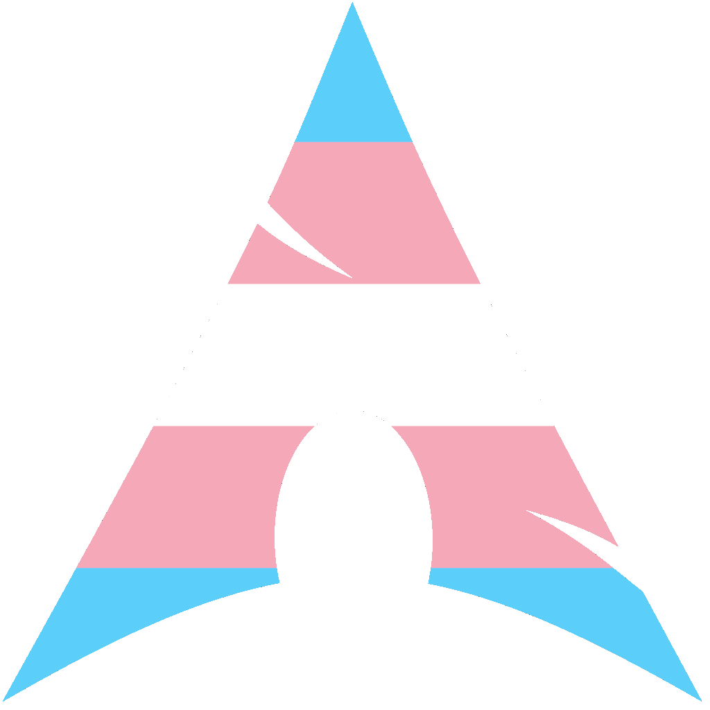 arch logo colored like the trans flag